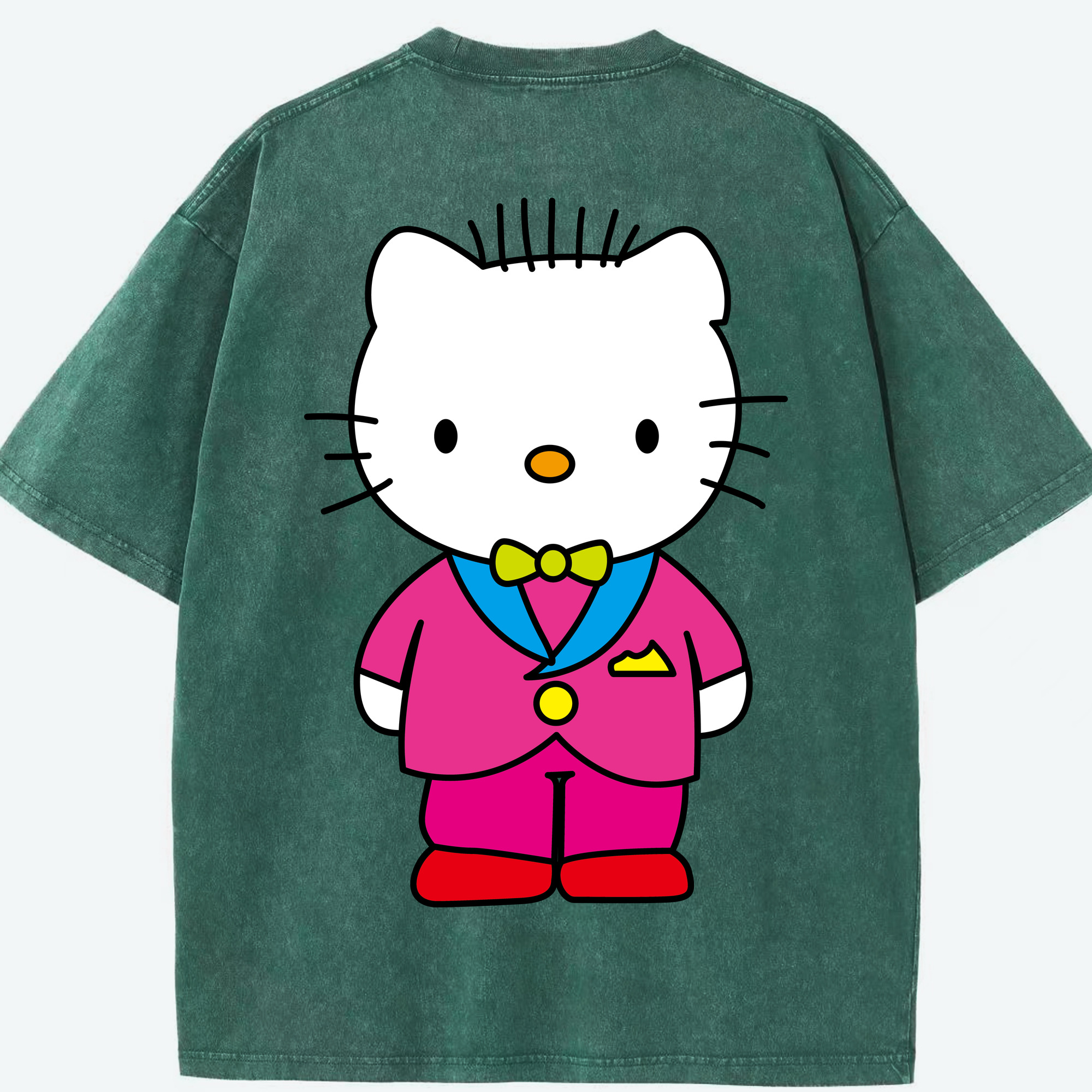 （画像用） Hello Kitty ハローキティ 綿100% ヴィンテージ風 半袖Tシャツ（背面プリント）